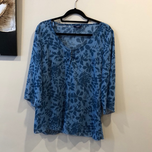 Turquoise blue sheer blouse. - Picture 1 of 7